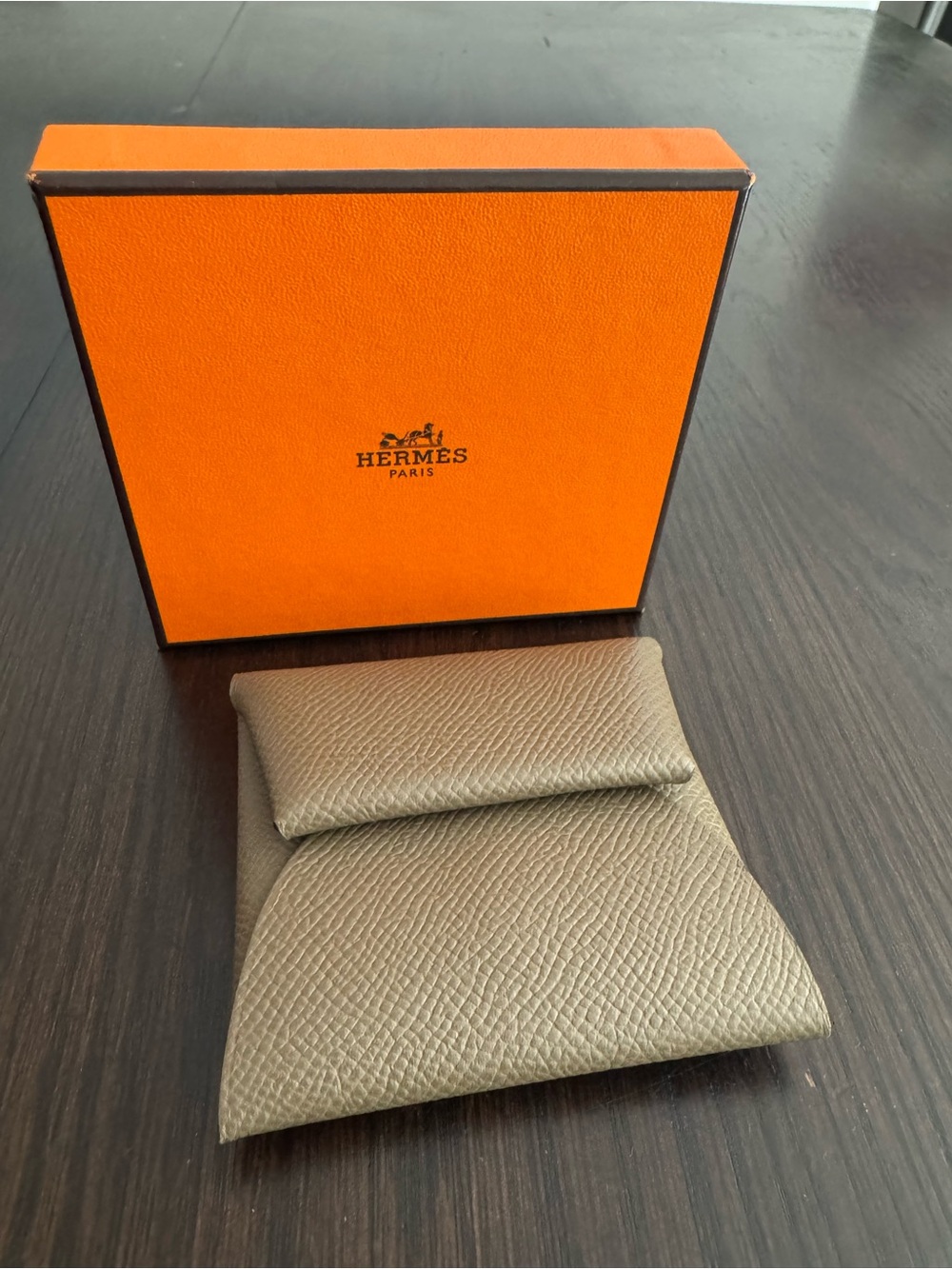 Hermes Leather Coin Pouch in Taupe